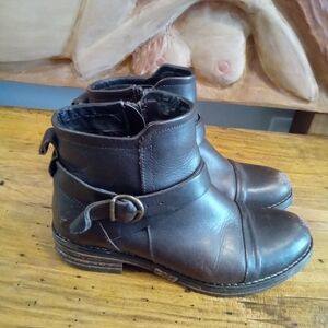 Eric Micheal Willa Bootie Sz 37 (6.5)Brown Leather Ankle Moto Boots